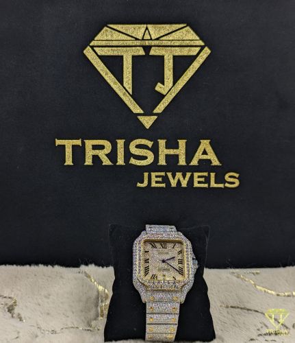 Premium Fully Iced Out Roman Numeral VVS Moissanite Diamond Watch