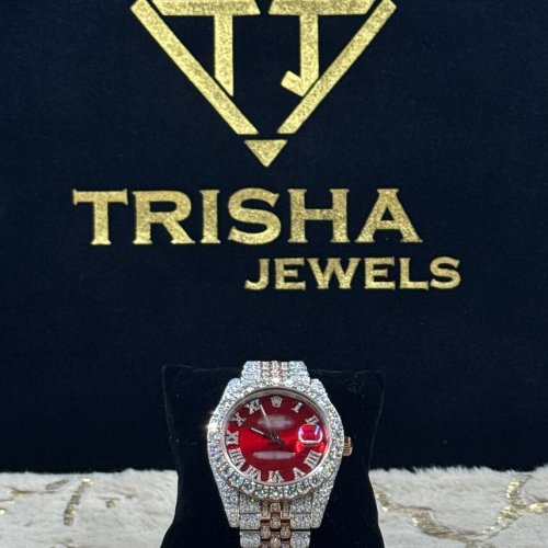 Red Dial VVS Moissanite Diamond Luxury Watch