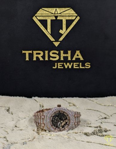 Luxury Rose Gold Skeleton Dial Fully Iced Out VVS Moissanite Diamond Hip Hop Watch