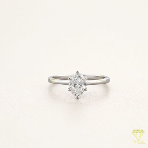 925 Sterling Silver VVS Moissanite Diamond Fine Minimalist Bridal Oval Ring