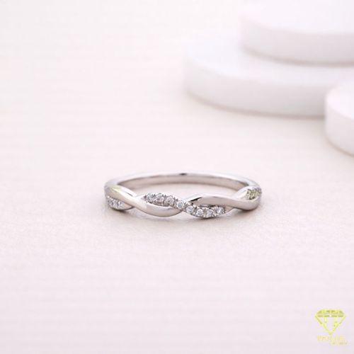 925 Sterling Silver VVS Moissanite Diamond Trendy Infinity Ring