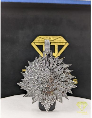 Iced Out Sunburst VVS Moissanite Diamonds 925 Sterling Silver Hip Hop Pendant