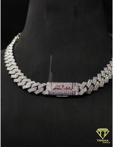 925 Sterling Silver Zig Zag Cuban VVS Moissanite Diamond Iced Out Hip Hop Chain