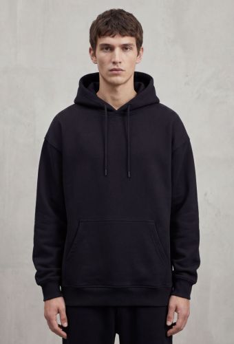 Mens Black Cotton Fleece Hoodie