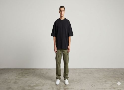 Mens Black Oversized Cotton T Shirt
