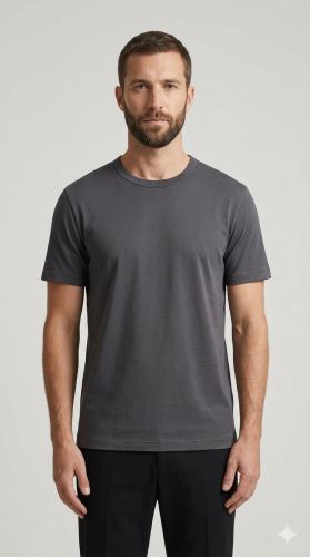 Mens Classic Charcoal Cotton Crew Neck T Shirt