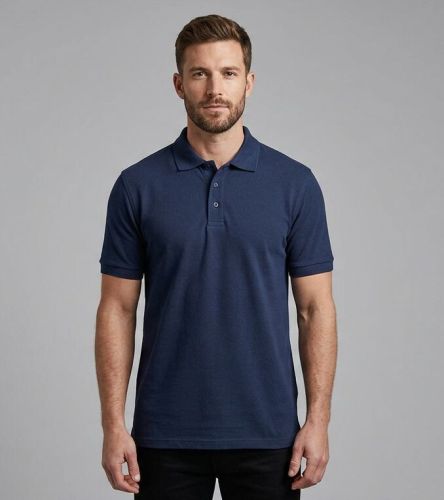 Mens Executive Navy Blue Cotton Polo T Shirt
