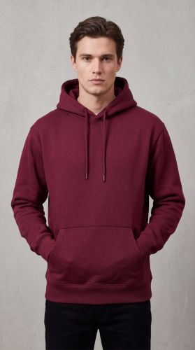 Mens Maroon Cotton Fleece Hoodie