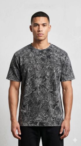 Mens Washed Grey Cotton T Shirt