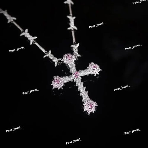 Cross Design 925 Sterling Silver VVS Moissanite Diamond Pendant