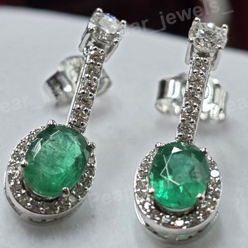 Emerald Grace VVS Moissanite 925 Silver Dangle Earrings