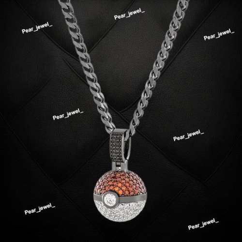 Hip Hop Silver VVS Moissanite Poke Ball Pendant
