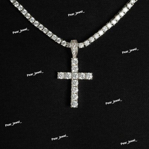 Iced Out 925 Sterling Silver VVS Moissanite Cross Pendant