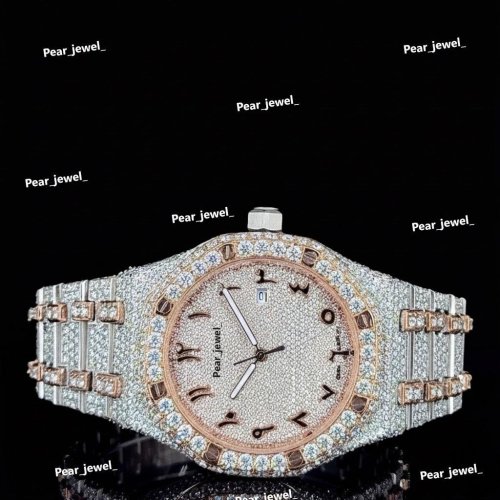 Iced Out Arabic Dial Automatic Moissanite Diamond Luxury Watch
