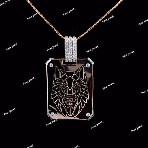 Iced Out VVS Moissanite Diamond Luxury Wolf Head Hip Hop Pendant
