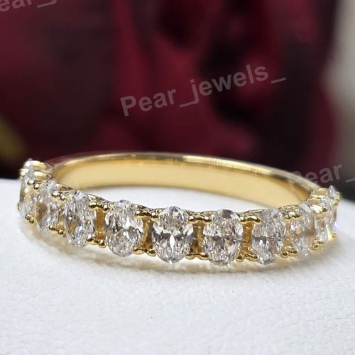 Oval Cut VVS Moissanite Diamond Eternity Band Ring