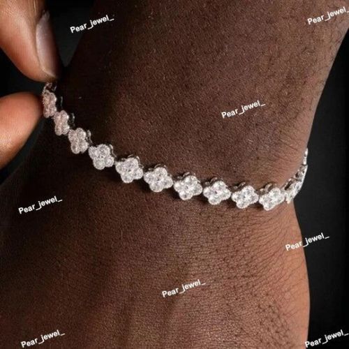 Premium Floral VVS Moissanite 925 Silver Tennis Bracelet