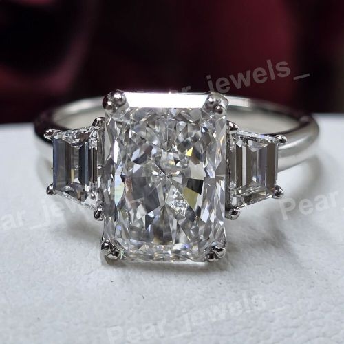 Radiant Cut VVS Moissanite Diamond 925 Silver Engagement Ring