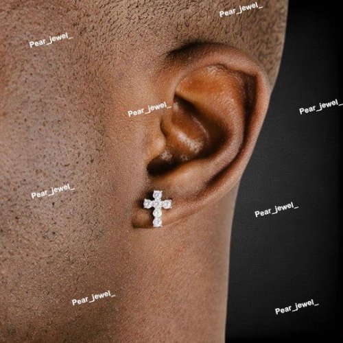 Sacred Cross VVS Moissanite 925 Silver Stud Earrings