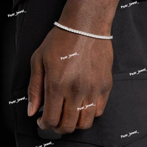 Sleek Solitaire VVS Moissanite 925 Silver Tennis Bracelet