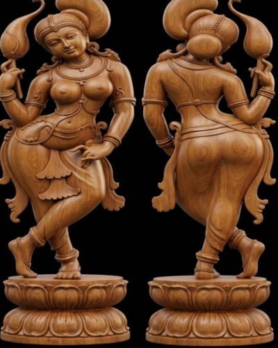 24 Inch Wooden Apsara Lady Statue