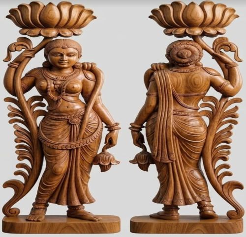 24 Inch Wooden Lady Statue