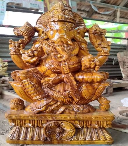 30 Inches Wooden Ganpati Statue