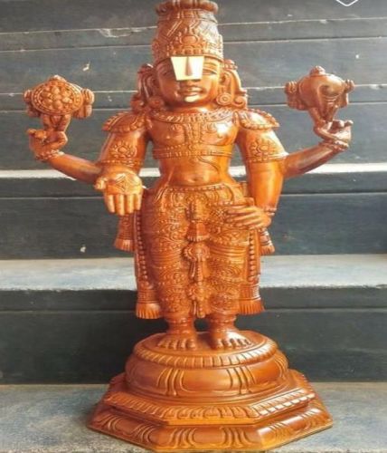 36 Inches Wooden Carved Tirupati Balaji Statue