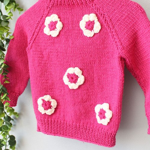 Handmade Floral Knit Sweater