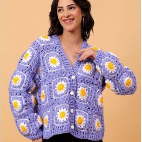 Lavender Daisy Handmade Crochet Cardigan