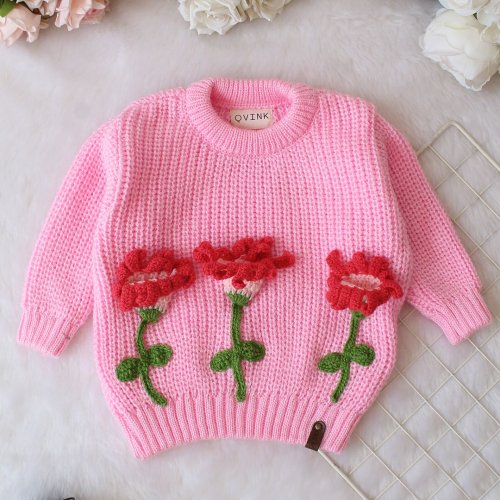Rosy Bloom Knit Sweater