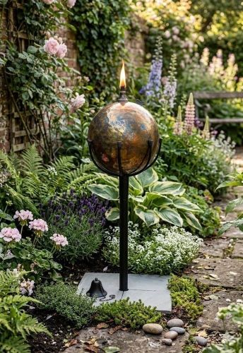 Ball Garden Oil Torch With Cradle And Pole