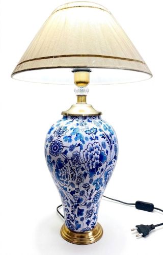 Blue Floral Pattern Ceramic Table Lamp
