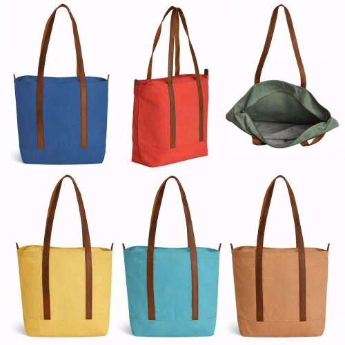 12oz Leather Handle Cotton Canvas Bag