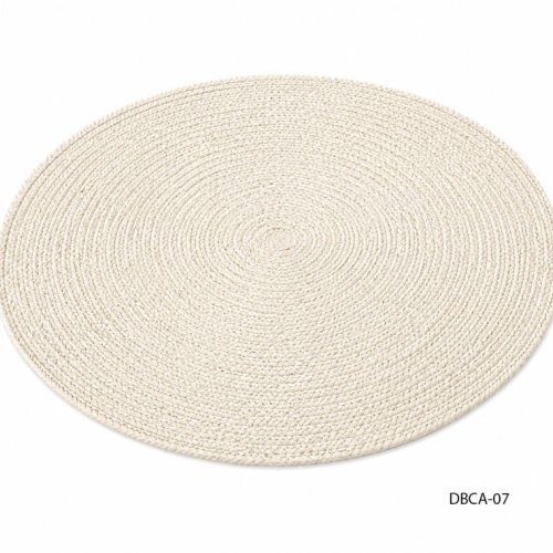 Beige Round Braided Cotton Canvas Rug