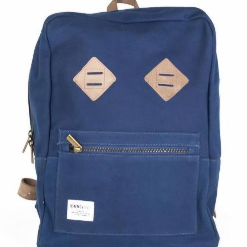 Blue Solid Canvas Backpack