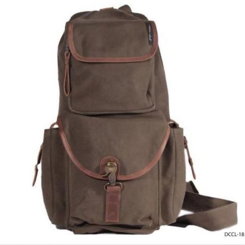 Brown Canvas Backpack with Trim Leather