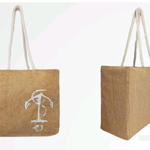 Brown Fancy Jute Beach Bag