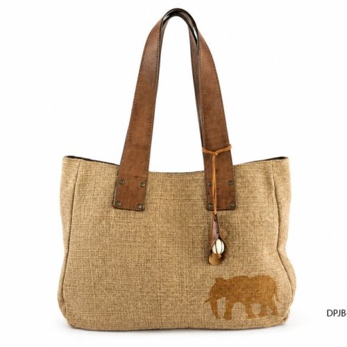 Brown Jute Hobo Handbag