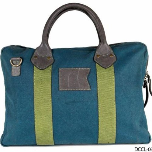 Canvas Leather Handle Laptop Handbag