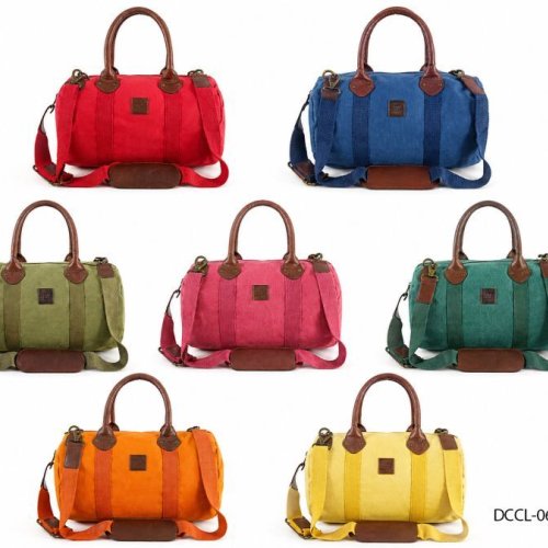 Canvas Leather Trim Travel Duffel Bag