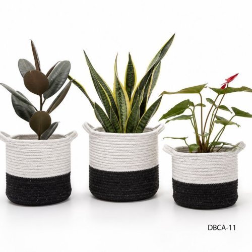 Cotton Canvas Woven Plant Basket