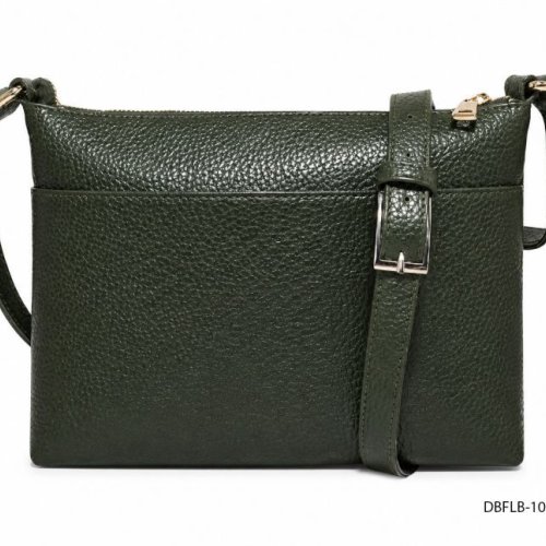 Dark Green Faux Leather Crossbody Bag