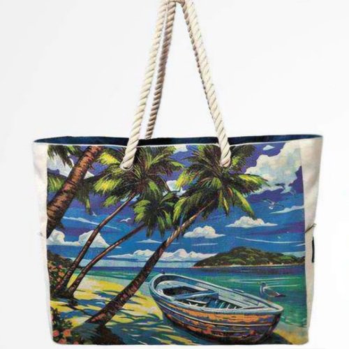 Digital Printed Cotton Canvas Beach Bag