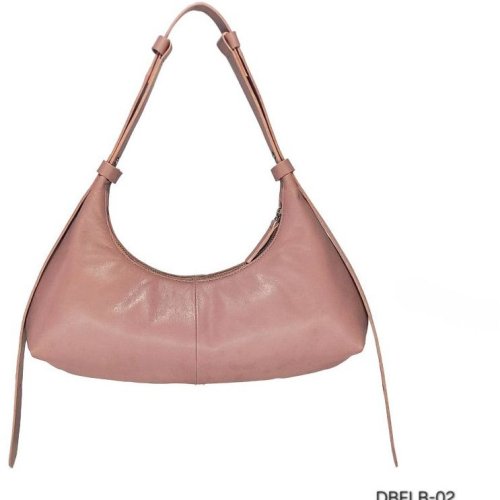 Dusty Pink Faux Leather Crescent Shoulder Bag