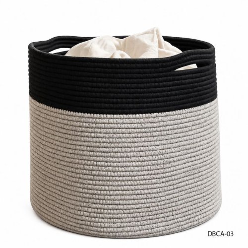 Grey Black Cotton Rope Basket