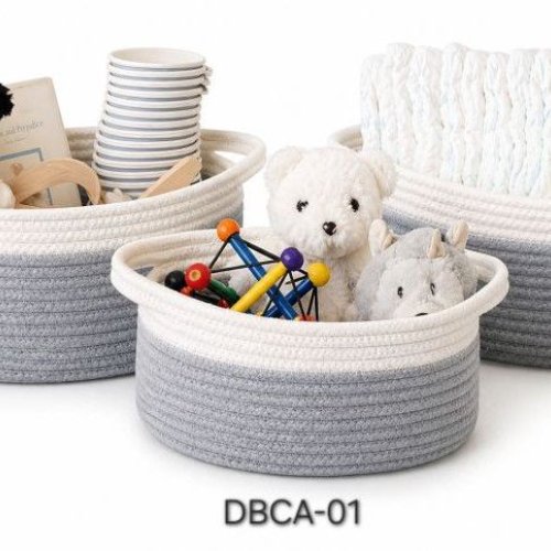 Grey Canvas Cotton Tope Storage Basket