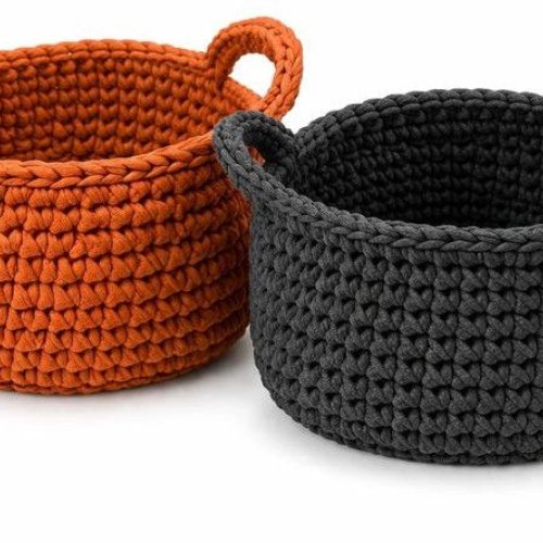 Handcrafted Crochet Canvas Storage Basket