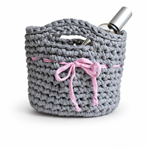 Handmade Grey Crochet Basket