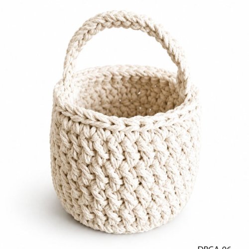 Handmade White Braided Rope Flower Basket